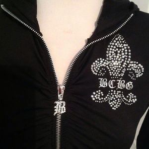 BCBG MAX AZRIA Black Embellished Hoodie
